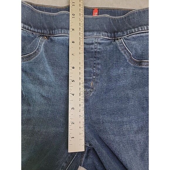 Spanx Jeans Womens Medium 28x27 Skinny High Rise Dark Disttessed Stretch Modern - Picture 9 of 14